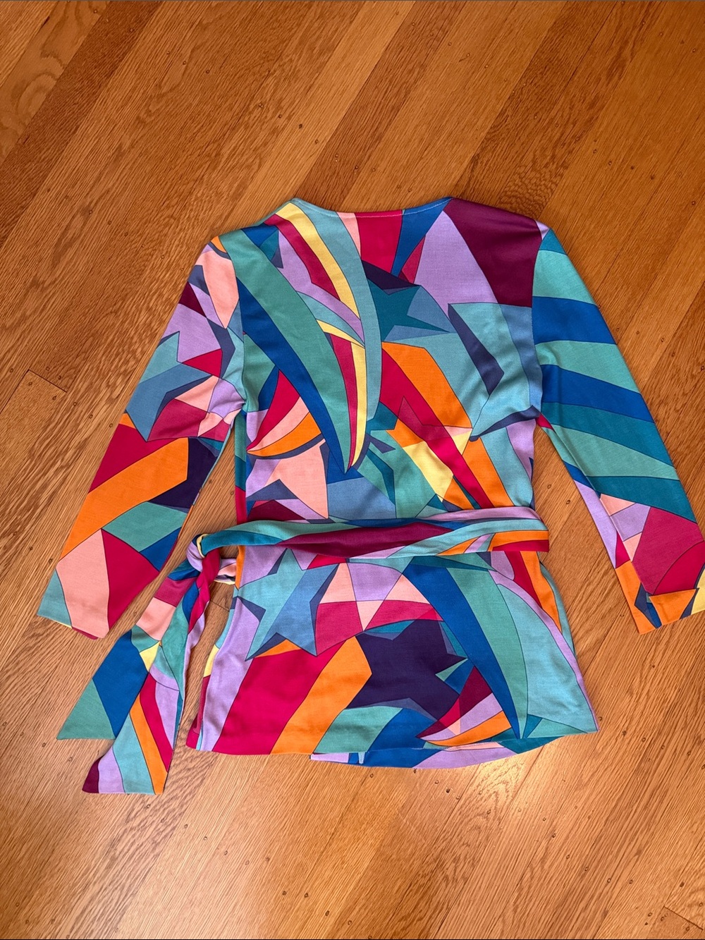 DVF Colorful Geometric Wrap Top - Multi - Picture 4 of 6